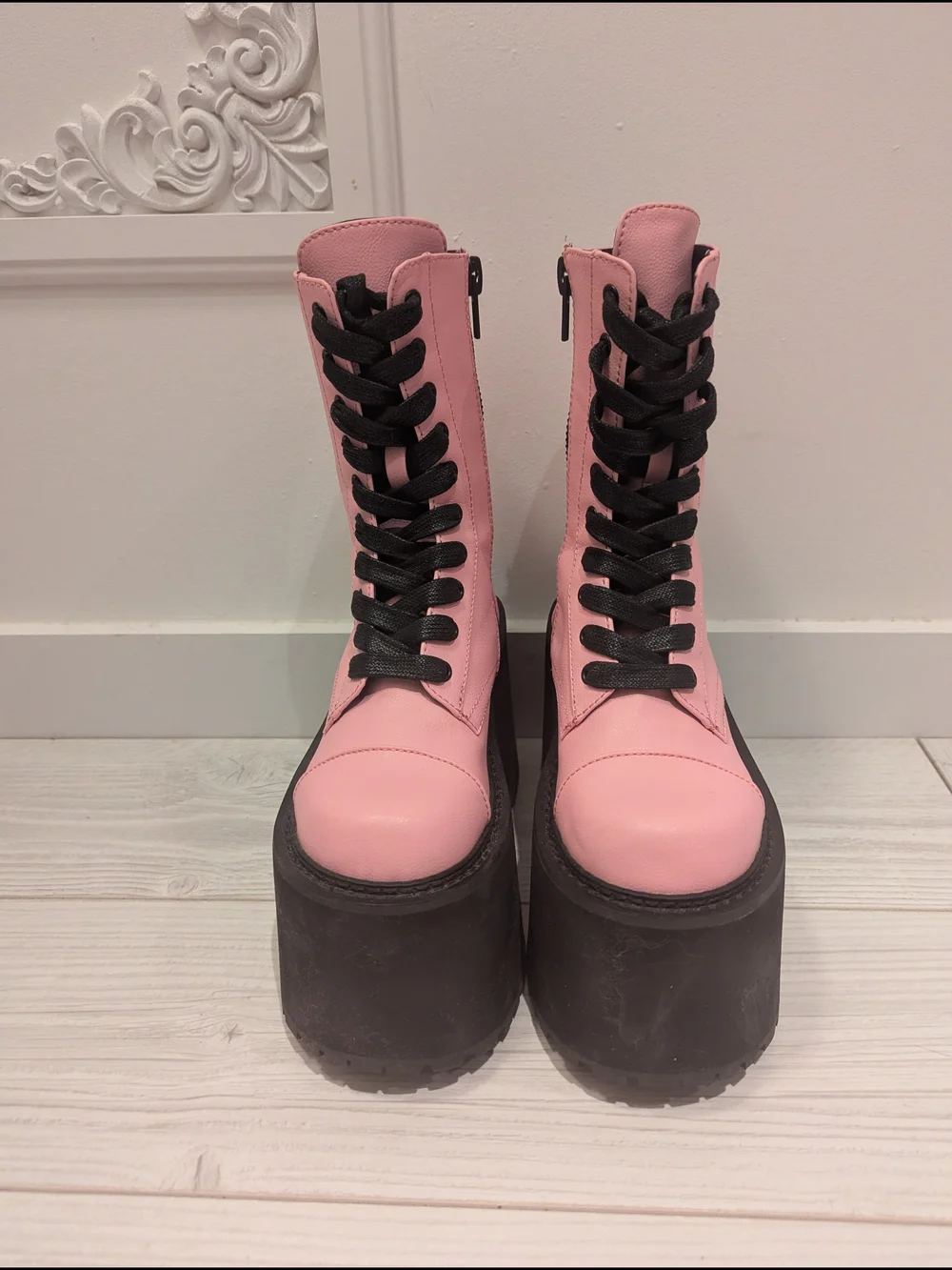 Current Mood Pink Platform Lace-Up Combat Boots - Picture 3 of 6